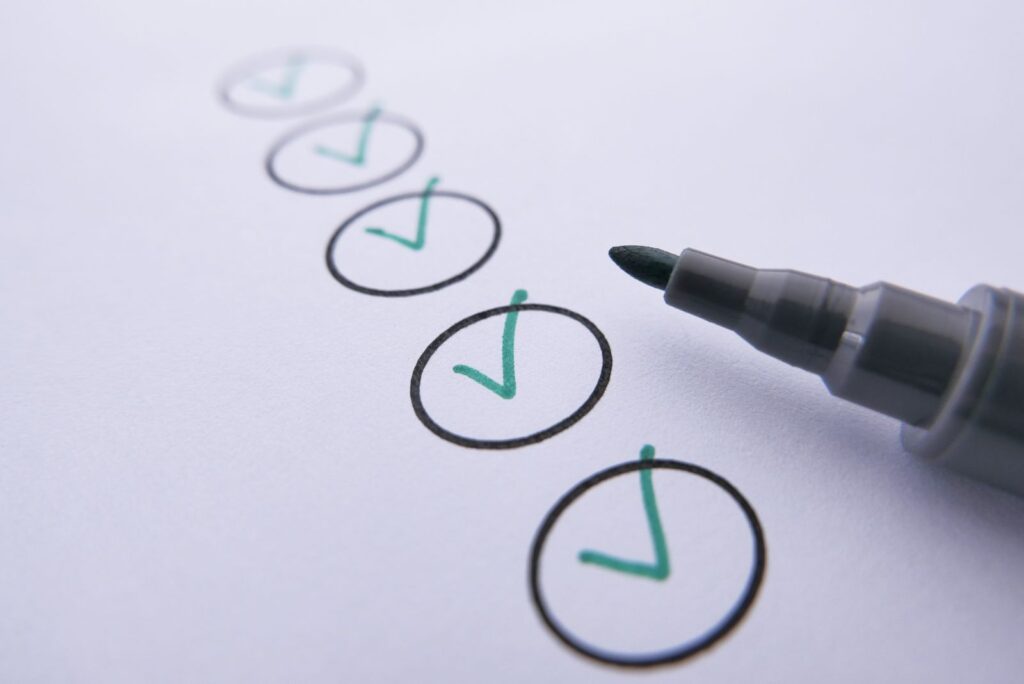 Checked items representing a completed corporate compliance health check