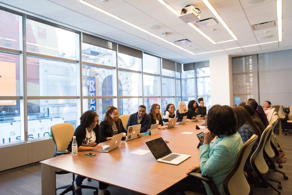 Participants gathered around a table for a focus group discussion