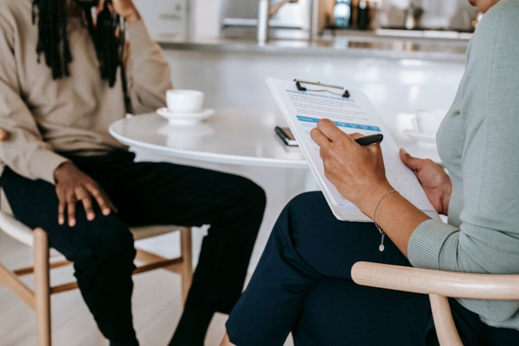 Conducting a structured field interview as part of market research fieldwork