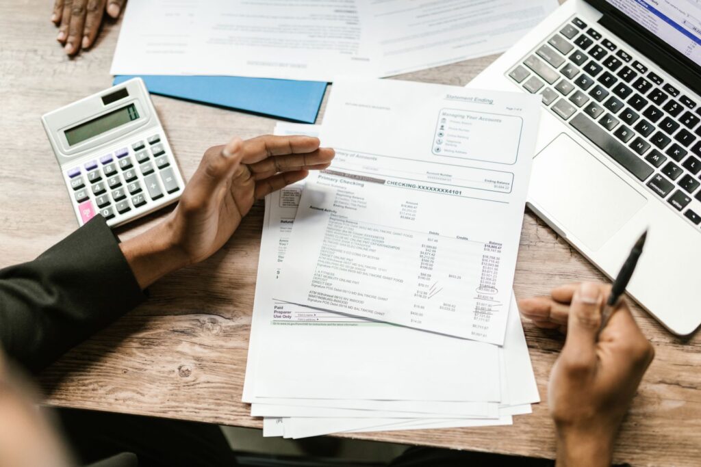 Reviewing a bank statement in preparation for an account verification letter
